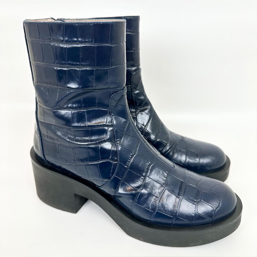 Stuart Weitzman Gotham Zip Bootie Navy Blue Women’s Size US 6.5B Retail $650